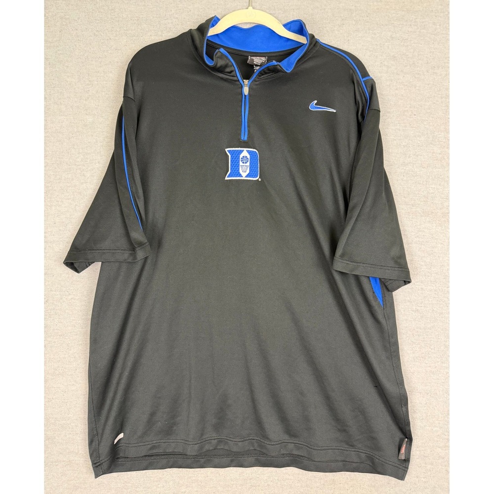 Nike Team Duke Blue Devils Basketball Quarter Zip Short Sleeve Shirt Mens XL - Picture 2 of 7